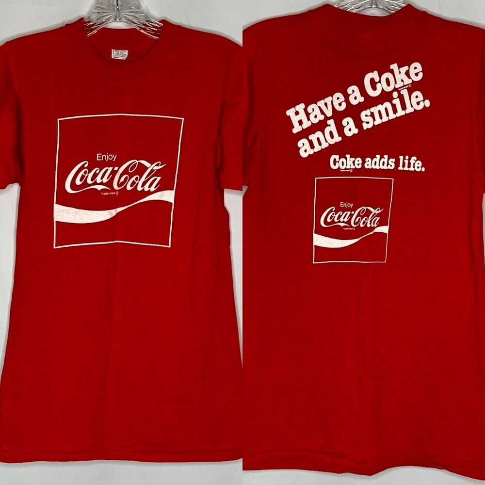 Coke Vintage T Shirt Size Small 1980s Have A Coke And A Smile Red